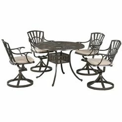 New ???? Homestyles Patio Round Dining Table & Chairs 5-piece Set Charcoal ????