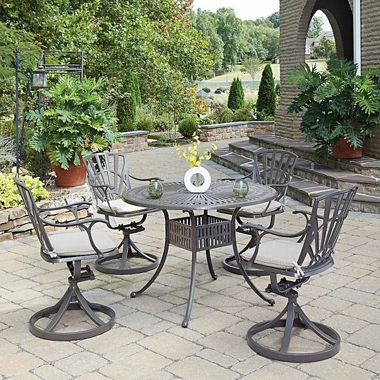 New ???? Homestyles Patio Round Dining Table & Chairs 5-piece Set Charcoal ???? - Image 2