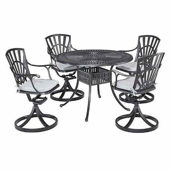 New ???? Homestyles Patio Round Dining Table & Chairs 5-piece Set Charcoal ???? - Image 3