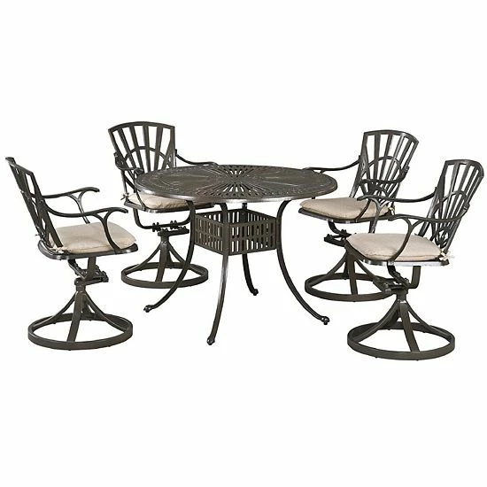 New ???? Homestyles Patio Round Dining Table & Chairs 5-piece Set Charcoal ???? - Image 4