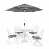 Deals ???? Homestyles Patio Dining Table, Chairs & Umbrella 6-piece Set White ????