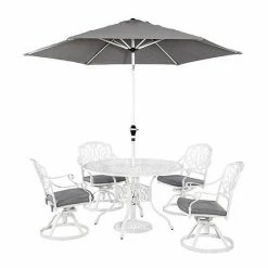 Budget ???? Homestyles Outdoor Swivel Chairs, Dining Table & Umbrella 6-piece Set White ????