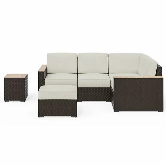 Best Pirce ⭐ Homestyles Palm Springs Patio Sectional Couch, Ottoman & Side Table 3-Piece Set ????