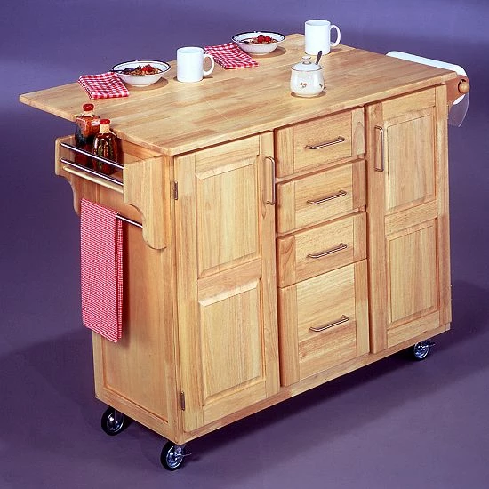 Discount ???? Homestyles Natural Wood Kitchen Cart With Breakfast Bar ???? - Image 2