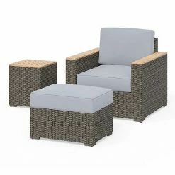 Best deal ✔️ Homestyles Boca Raton Patio Arm Chair, Ottoman & Side Table 3-Piece Set ❤️