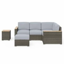 Buy ???? Homestyles Boca Raton Outdoor 4-Seat Sectional, Ottoman & Side Table Set ????