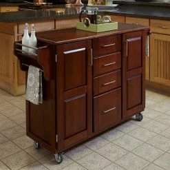 Best deal ✔️ Homestyles Oak-Top Four Drawer Kitchen Cart Natural ????