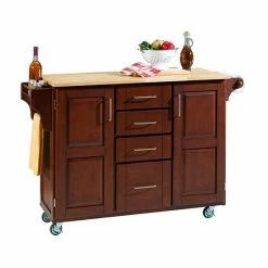Budget ???? Homestyles Wood-Top Cabinet Kitchen Cart Cherry ❤️
