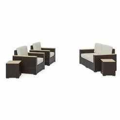Best Pirce ???? Homestyles Palm Springs Patio Loveseat, Arm Chair & End Table 5-piece Set ✔️