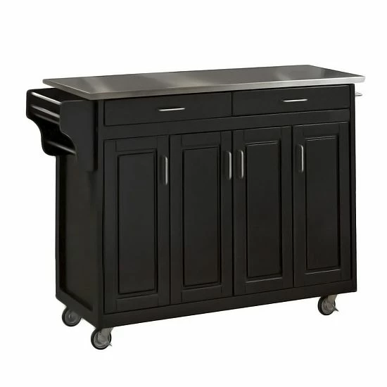 Discount ❤️ Homestyles Create-a-Cart Black Kitchen Island Wood Top ???? - Image 3
