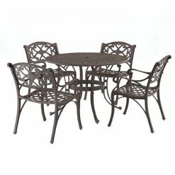 New ❤️ Homestyles Patio Detailed Dining Table & Chair 5-piece Set Bronze ????