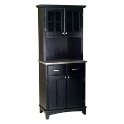 Buy ???? Homestyles Small Black Hutch Buffet - Stainless Steel Top ✨