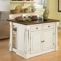 Flash Sale ⭐ Homestyles Monarch 3-pc. Kitchen Island With Granite Top & Counter Stools Set ????