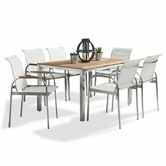 Cheap ???? Homestyles Modern Patio Table & Chair 7-piece Set Off White ???? - Image 3