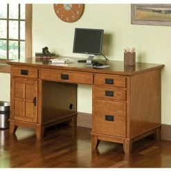Top 10 ???? Homestyles Arts & Crafts Double Pedestal Desk Cottage Oak ????