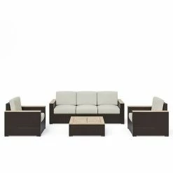Budget ???? Homestyles Palm Springs Outdoor Couch, Chairs & Coffee Table 4-Piece Set ????