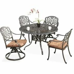 New ⌛ Homestyles Weather Resistant Patio Dining Table & Chair 5-piece Set White ????