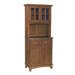Promo ???? Homestyles Small Hutch Buffet - Stainless Steel Top Oak ????