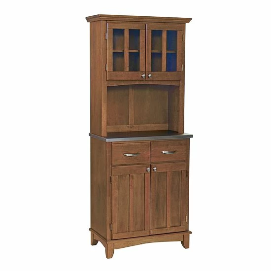 Promo ???? Homestyles Small Hutch Buffet - Stainless Steel Top Oak ????