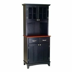 Hot Sale ???? Homestyles Small Hutch Buffet - Cherry Top Black ❤️