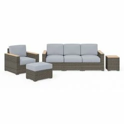 Best deal ⭐ Homestyles Boca Raton Outdoor Couch, Chair, Ottoman & Side Table 4-Piece Set ????