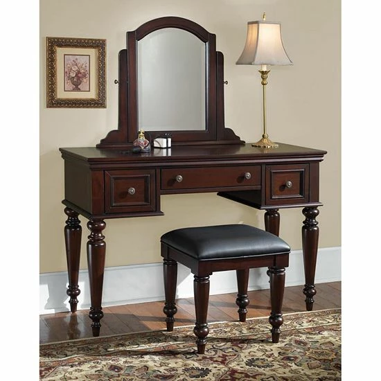 New ⭐ Homestyles Lafayette Vanity Table With Mirror & Bench Set ???? - Image 2