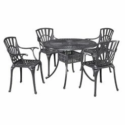 Best Pirce ???? Homestyles Patio Cast Aluminum Dining Table & Chair 5-piece Set Khaki Gray ????