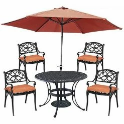 Buy ???? Homestyles Weather-Resistant Dining Table & Chair 5-piece Set Black ✔️