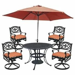 Cheapest ???? Homestyles Patio Dining Table, Swivel Chair, & Umbrella 6-piece Set Black ????